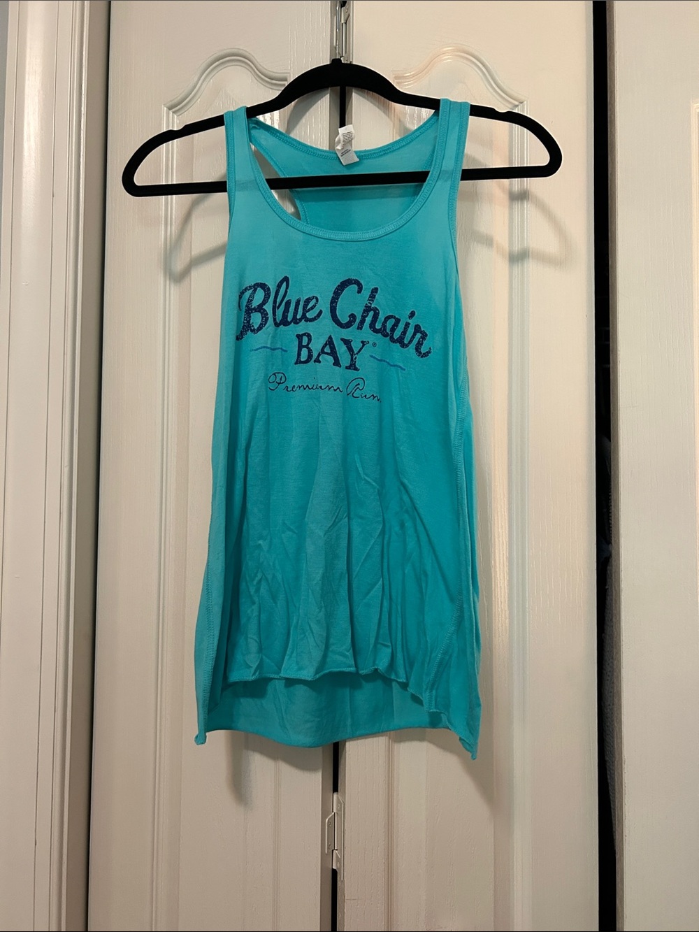 Women’s Aqua Racerback Tank Top Kenny Chesney Blue Chair Bay Premium Rum